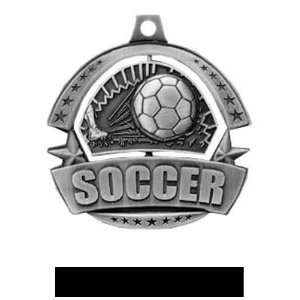   Soccer Medals M 720S SILVER MEDAL/BLACK RIBBON 2.25