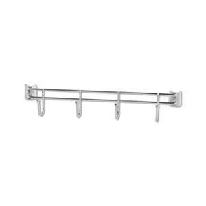   Wire Shelving, 4 Hooks, 18 Deep, Silver, 2 Bars/Pack