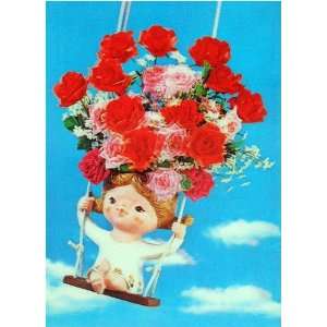    3D Lenticular POSTCARD   DOLL ON A SWING / ROSSES: Home & Kitchen