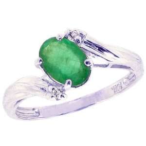  14K White Gold Oval Gemstone and Diamond Engagement Ring 