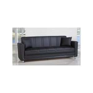   Leatherette Convertible Sofa Bed in Escudo Black: Home & Kitchen