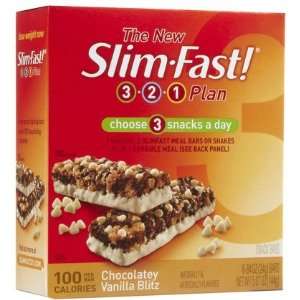 Slim Fast 3 2 1 100 Calorie Snack Bars , Chocolatey Vanilla Blitz, 6 