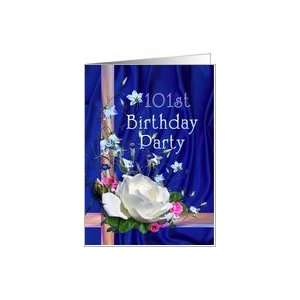 101st Birthday Party Invitation White Rose Card: Toys 