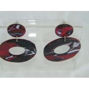   : Red Black Polymer Fimo Clay Handmade Earrings 1537: Everything Else
