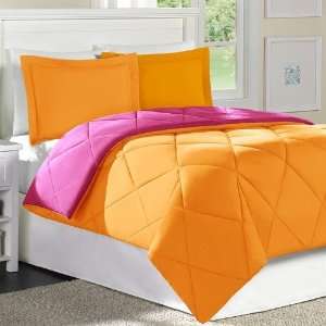 JLA Basic Columbine Microfiber Mini Comforter Set in Orange / Fuchsia 