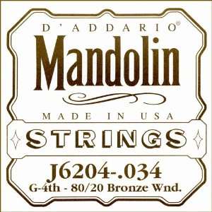   80/20 Bronze Wound Mandolin Single String, .034: Musical Instruments