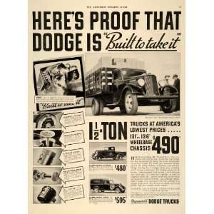  1935 Ad Dodge Trucks Torture Test Wheelbase Stake 