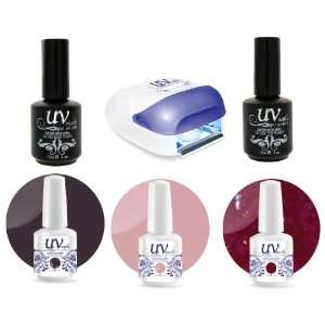 UV Nails Gel Uv Lamp Pro + Base & Top Coat + 3 polishes set Fantasy 