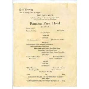  Ramona Park Hotel Menu Par 4 Club: Everything Else