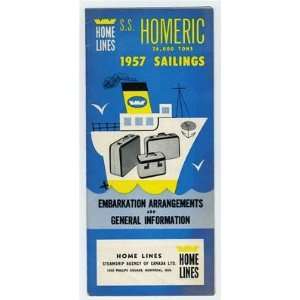    SS Homeric of Home Lines Sailing Schedule 1957 