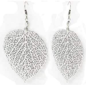 Lovely Lacy Silver Plated Aspen Leaf Dangle Earrings by Jack E Ohs NYC 