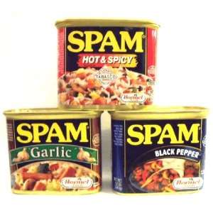 Hormel Spam Variety Pack of 3 Flavors 1 Can of Hot & Spicy Tobasco 