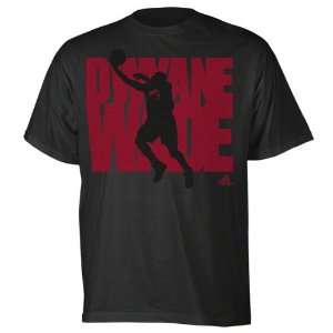  Dwyane Wade Black adidas Drone Miami Heat T Shirt: Sports 