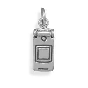   : Cell Phone Charm Antiqued Sterling Silver   Really Opens!: Jewelry