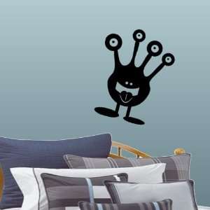  Black Large Fun Monster with Four Eyes Wall Decal