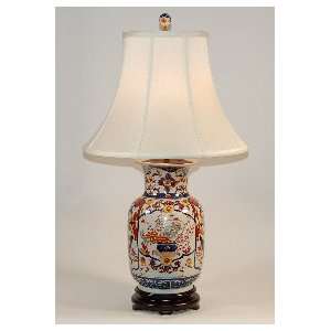  Imari Vase Table Lamp with Traditional Silk Shade