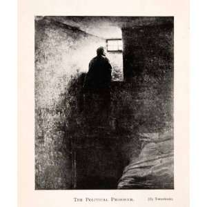  1918 Halftone Print Political Prisoner Jail Window Man 