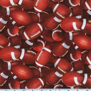  45 Wide Goal Footballs Brown Fabric By The Yard: Arts 