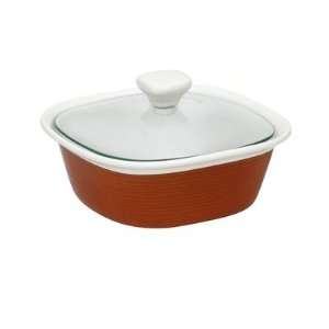  Etch Square 1.5 Qt Dish with Glass Cover in Brick Kitchen 
