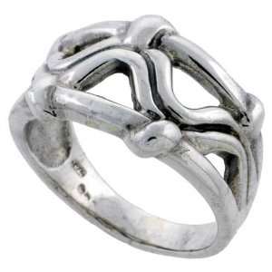  Sterling Silver Wave Ring Band (Available in Sizes 5 to 10 