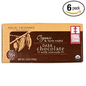 Equal Exchange Organic Dark Choc with Almonds, 3.5 Ounce (Pack of 6)