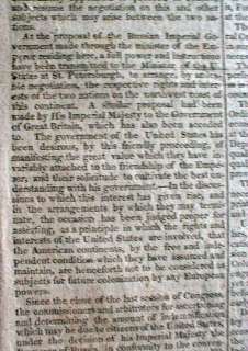 1823 newspaper MONROE DOCTRINE No More European Colonization in 