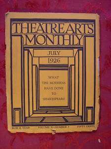 THEATRE ARTS July 1926 JOHN MASON BROWN OTIS SKINNER +  