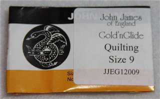   James Gold N Glide Size 9 Quilting Needles 10 pk 783932202765  