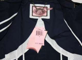   Couture Long Navy Blue Cotton REGAL SKYLAR TRENCH COAT Jacket M Medium