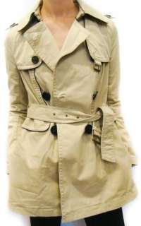  COUTURE Womens Washed Khaki Twill Skylar Classic Trench Coat Jacket