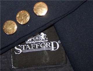 42R Stafford SOLID DARK NAVY GOLD 2 Button sport coat suit blazer 