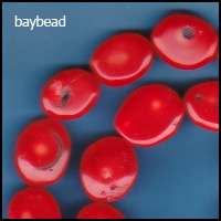 Beautiful Coral Flat Oval Focus Beads 16 inch strand  