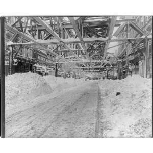  New York City,Blizzard of 1888,Fulton Street toward ferry 