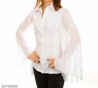 New FLAVIO CASTELLANI Plisse Kimono Sleeve Blouse 38/2  
