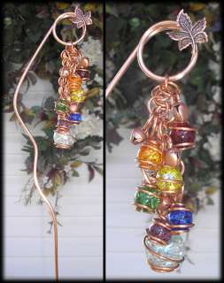 Rainbow Forest Gypsy Bell Stake Glass Copper/Metal Garden Yard Art 