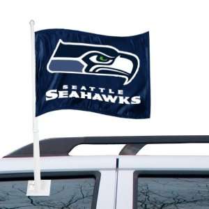  NFL Seattle Seahawks Navy Blue Team Car Flag: Sports 