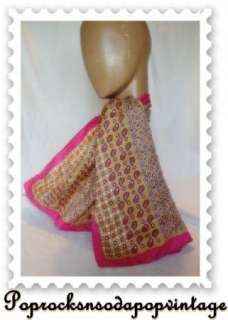 Vintage 60s MOD Scarf Oblong Paisley Pink Silk Rayon Japan  