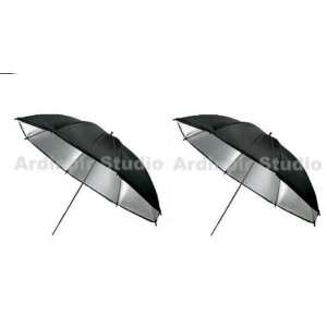   of 2 Ardinbir 43 110cm Black Silver Reflector Studio Light Umbrellas