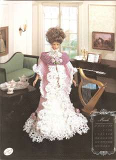 Calendar Bed Doll Crochet Pattern Barbie 1900 Tea Gown  