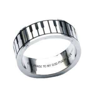 Give Praise To My God   Psalms 434 Keyboard Ring in Stainless Steel