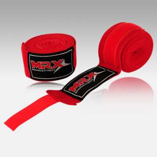 MRX BOXING HAND WRAPS PUNCH BAG TRAINING MITTS RED COTTON PAIR  