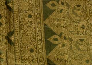 Antique Vintage Weaving 100% Pure Real Silk Fabric Sari SOIE Tissé 