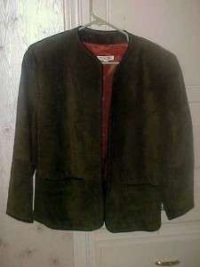 Talbots Loden Olive Green Genuine Suede Jacket size 10  