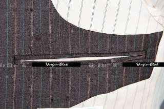 vb HOMME Mens Classic Brown Stripe Suit Pants Slim 3UX  