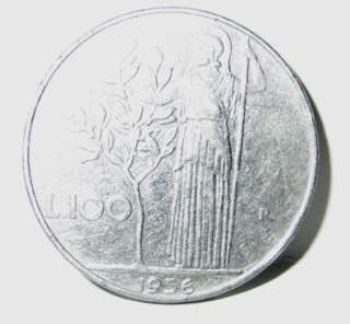   1956 100 LIRE COIN, ITALIAN 1956 L 100R VF++ COIN VERY RARE OLD  