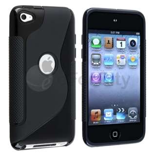 BLACK / SMOKE TPU Rubber Hard HYBRID CASE COVER for iPOD TOUCH 4TH GEN 