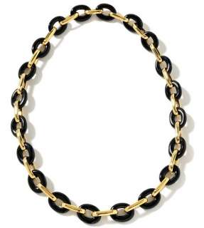 Technibond Bold Black Onyx Necklace 14K Gold Silver   