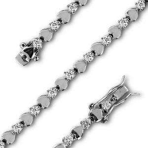 BRILLIANT SIMULATED DIAMOND HEART TENNIS BRACELET 2.3CT  