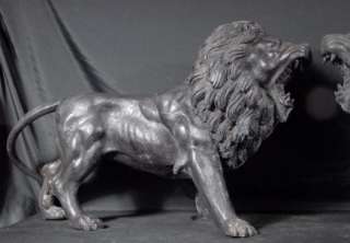 Pair Italian Bronze Lions Lion Statues Gatekeepers  