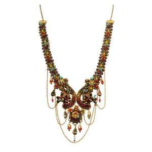 Alluring Michal Negrin Necklace with a Lace Base, Suspended Chains 